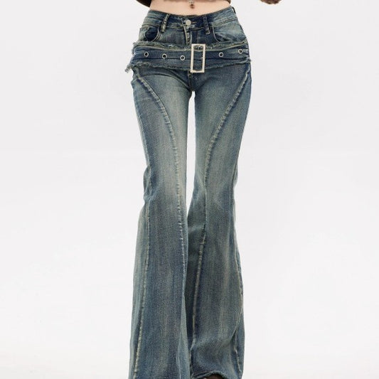 Retro Flared Jeans High Waist Slimming Super