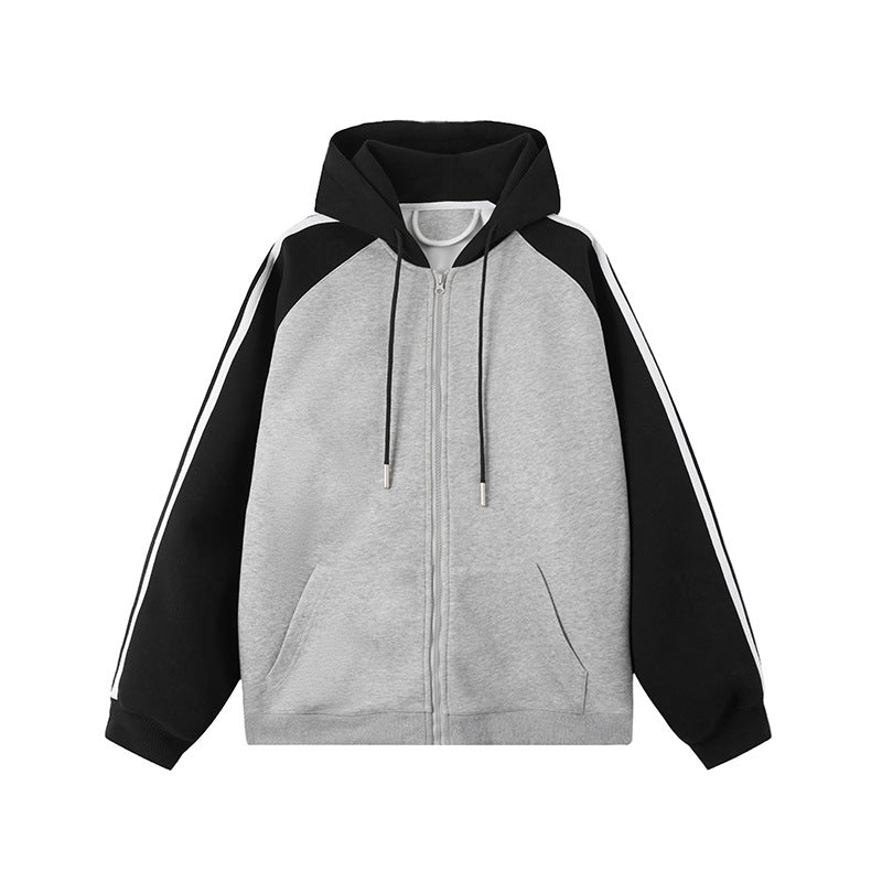 American Retro Hooded Sweater Women's Contrast Color