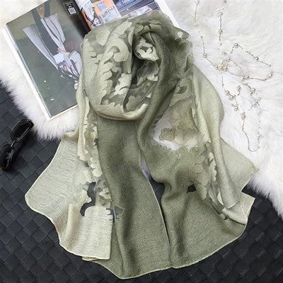 Gradient Cut Flower Organza Lace Scarf