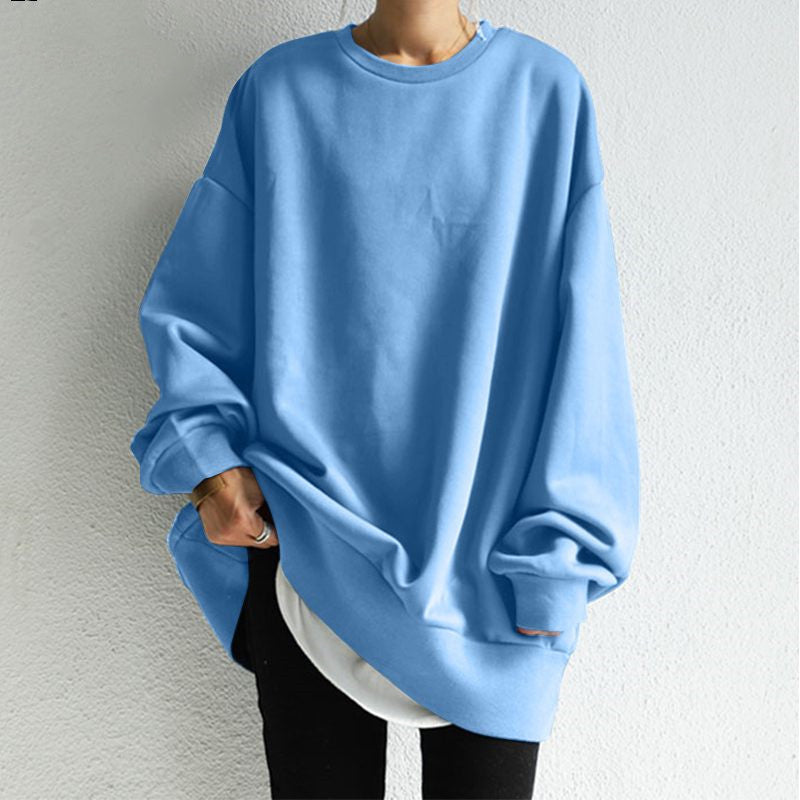 Dame Sweater Løs Rund Hals