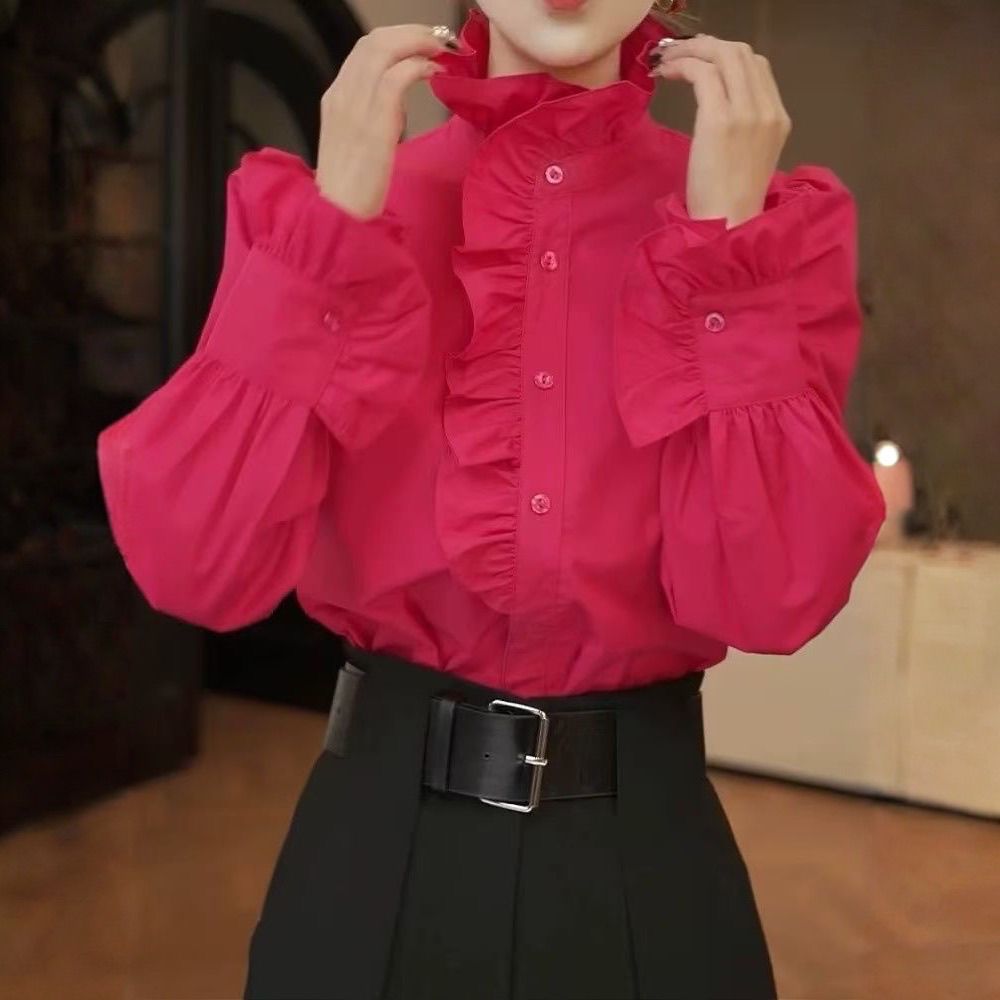 French-style Relaxed Figure-flattering Turtleneck Shirt