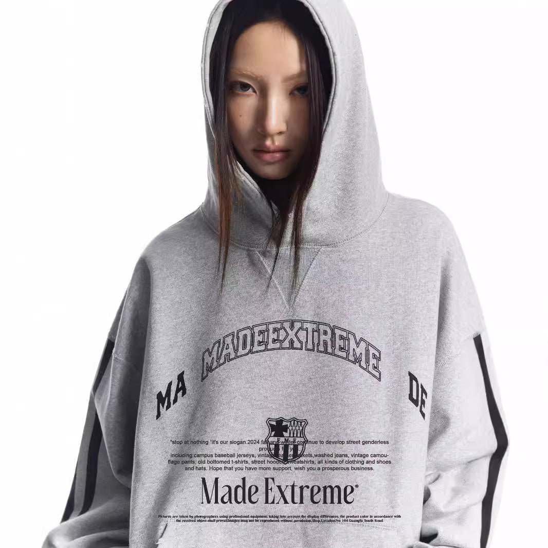 Heavy Terry Hook Retro Alphabet Loose Sports And Leisure Hooded Sweater