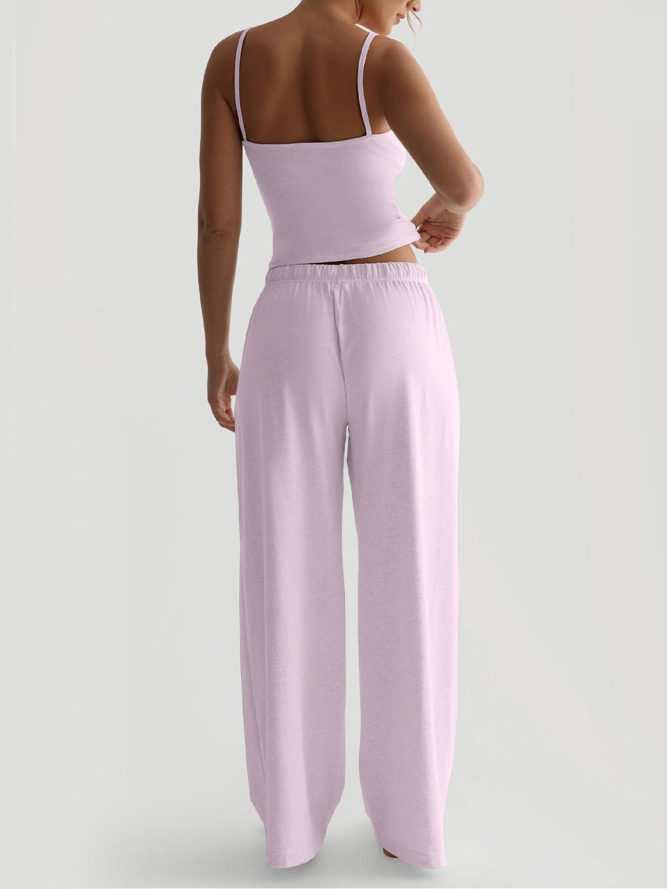 Women's Casual Midriff-baring Tank Top And Wide-leg Pants Set