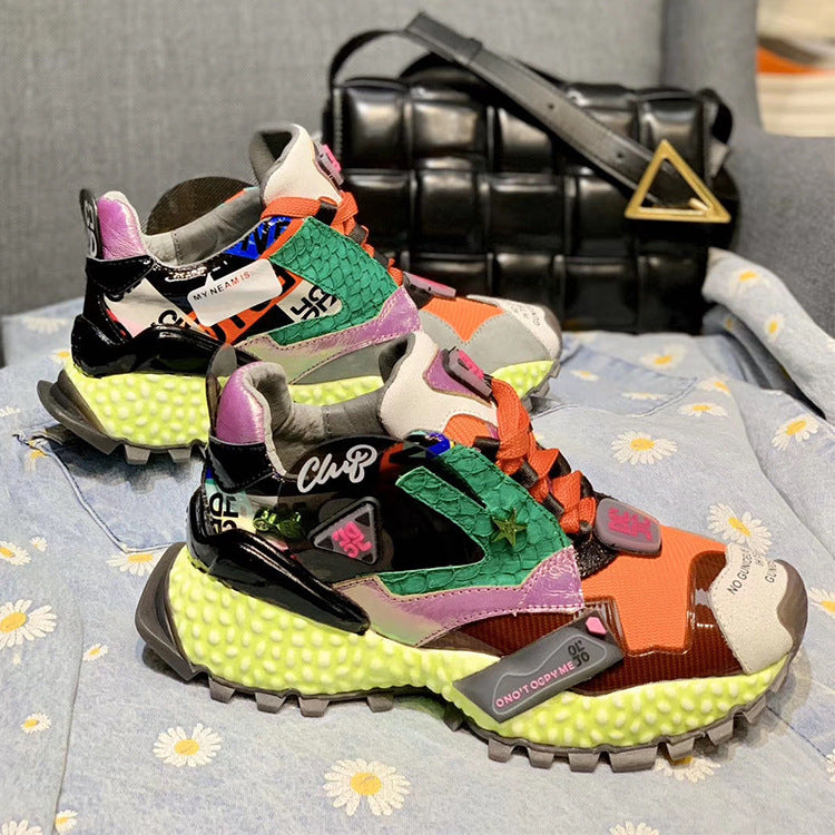 European Station Color Matching Heavy Industry Color Daddy Shoes Women's Leisure Sports