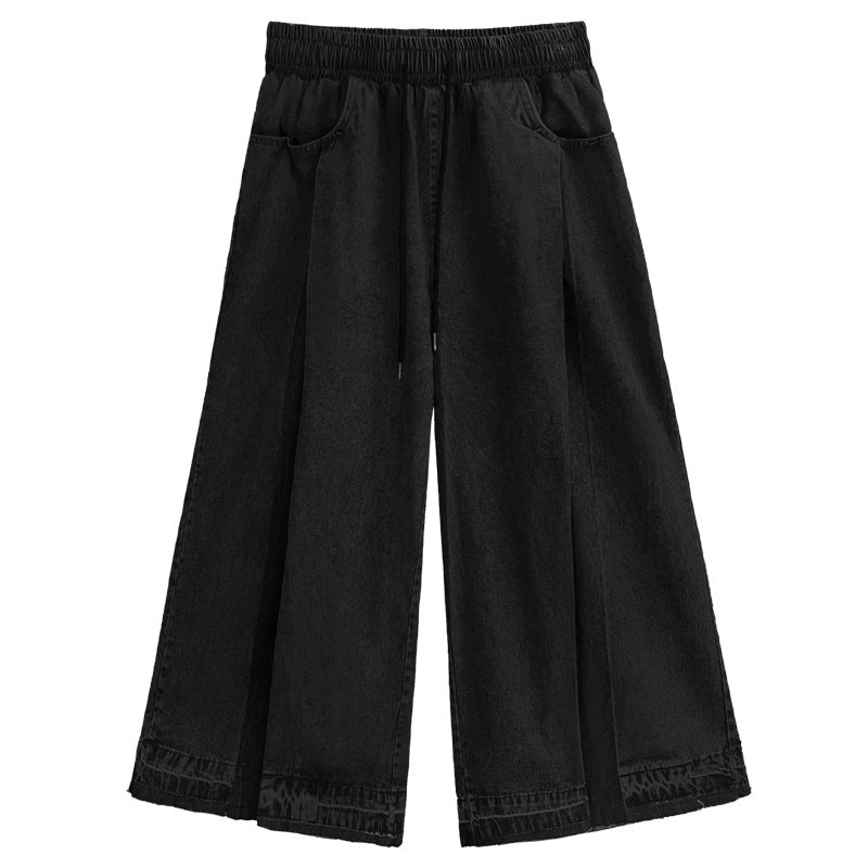 Women's American Street Pleated Wash Contrast Color Jeans