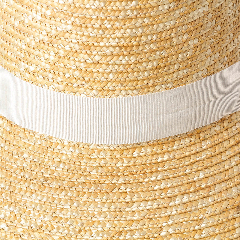 High Flat Top Big Brim Strap Straw Straw Hat Fashion