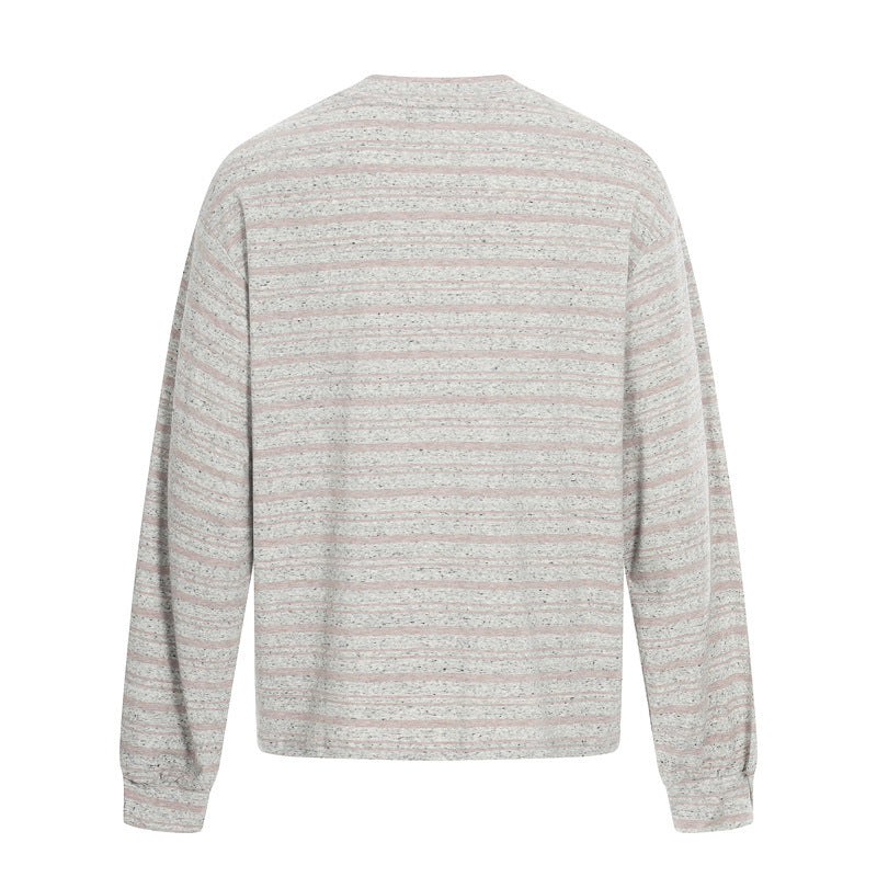 Chinese-style Hip-hop Oversized Letter-print Relaxed-fit Long-sleeve T-shirt With Striped Top