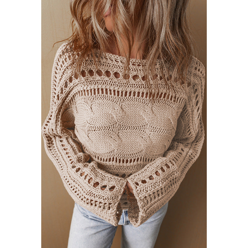 Women's Round Neck Knitted Long-sleeved Pullover