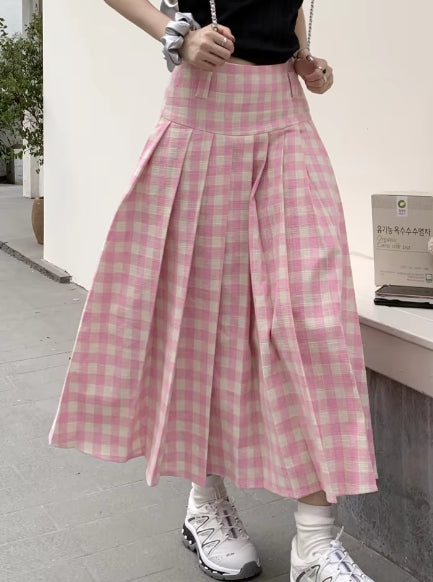High Waist Slimming A- Line Pleated Skirt Design Sense Niche Dress