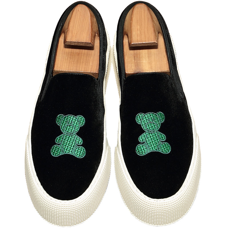 Men's Fashion Bear Pattern Embroidered Sneakers