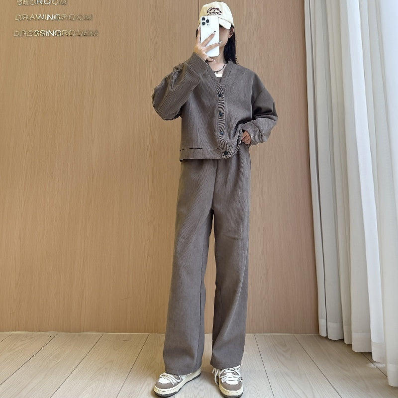 Fleece-lined Casual Suit Women's Fashion Korean Style Slimming
