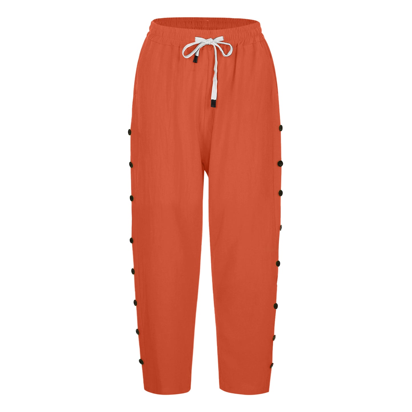 Casual Patchwork Button Cropped Pants For Women