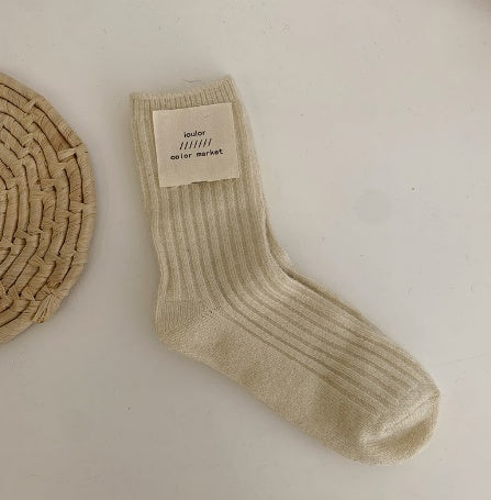 Winter Korean Style Mid Tube Pure Color Thickening Keep Warm Knit Socks