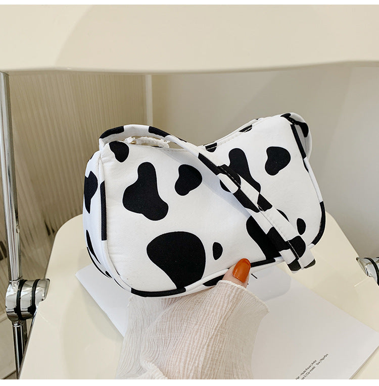 Harajuku-stil Ko Skuldertaske Sort Og Hvide Striber Enkel