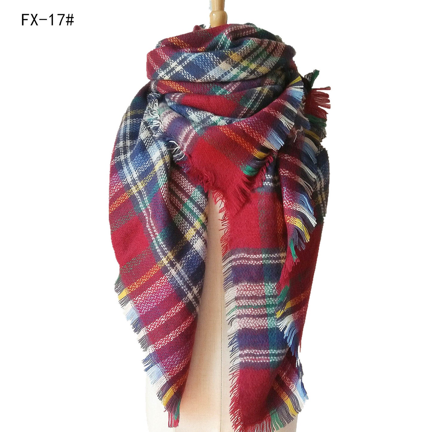 Cashmere-like Double-sided Colorful Plaid Scarf