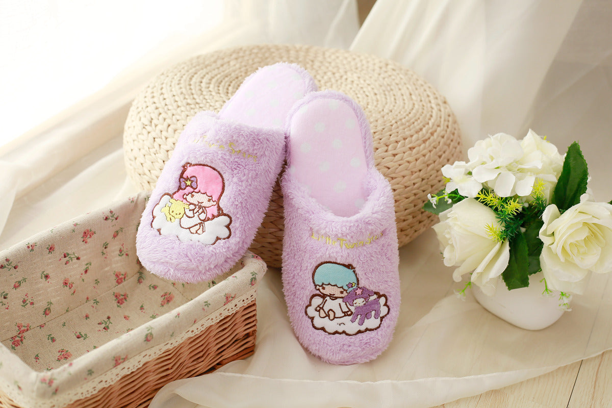 Cute Gemini Cotton Slippers Women's Thick-Soled Home Slippers