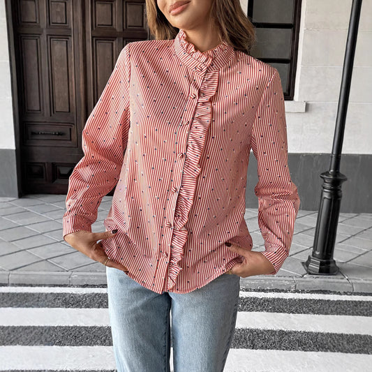 Holiday Casual Striped Stringy Selvedge Shirt Women's Clothing