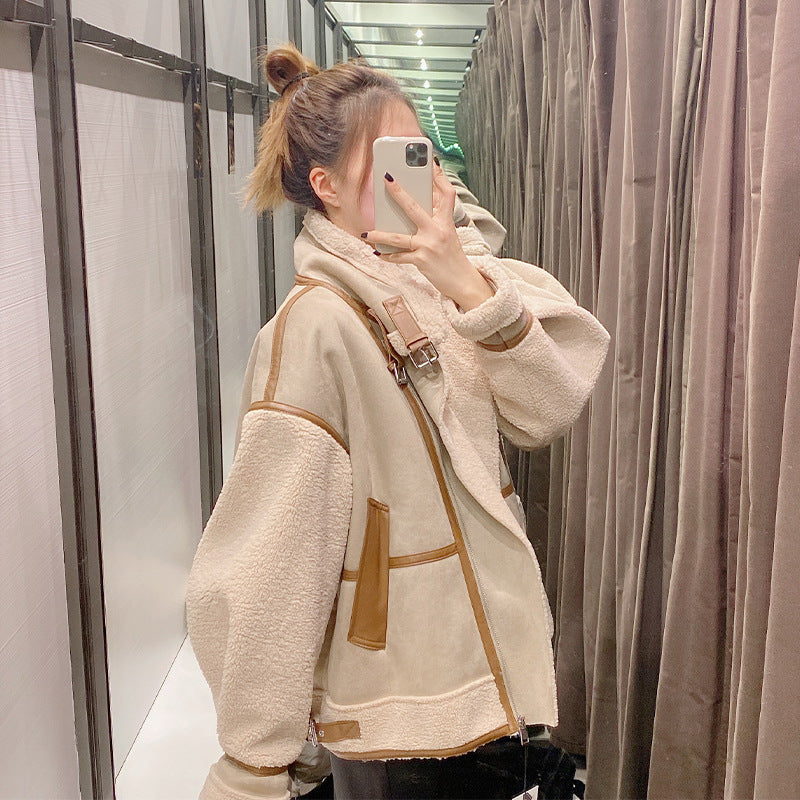 Veste zippée simple avec coutures pour femme