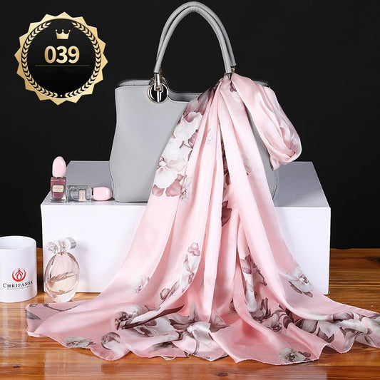 Women's autumn and winter shawl plain crepe satin scarf