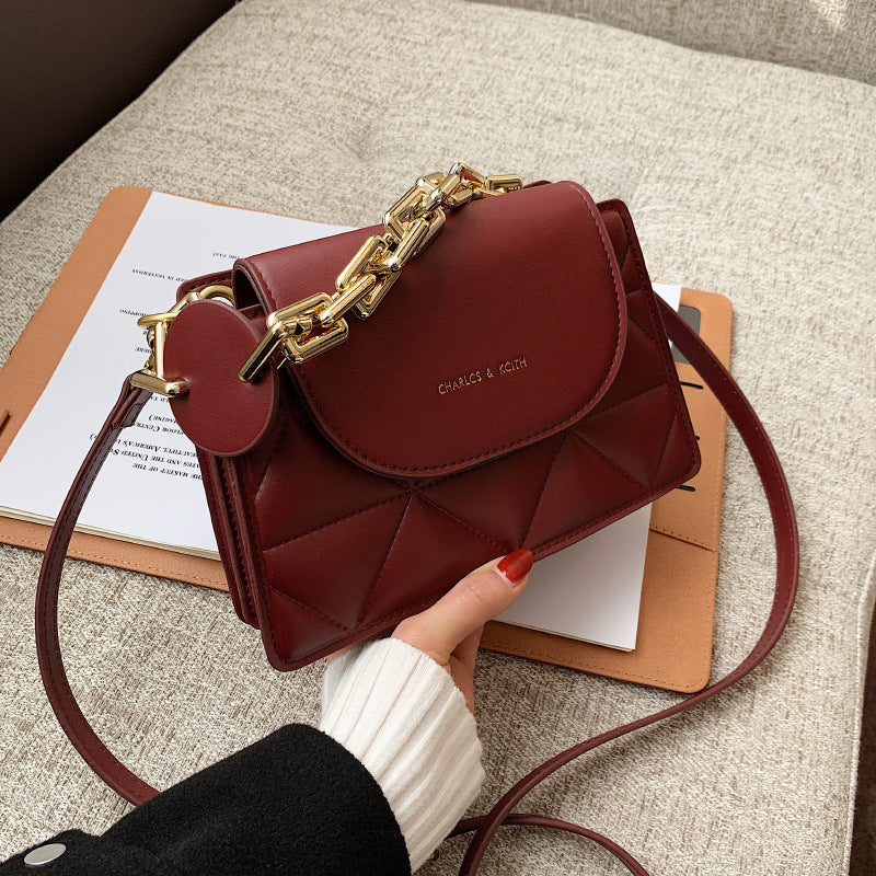 Women's Portable Small Square Bag Chain With Lattice Pattern