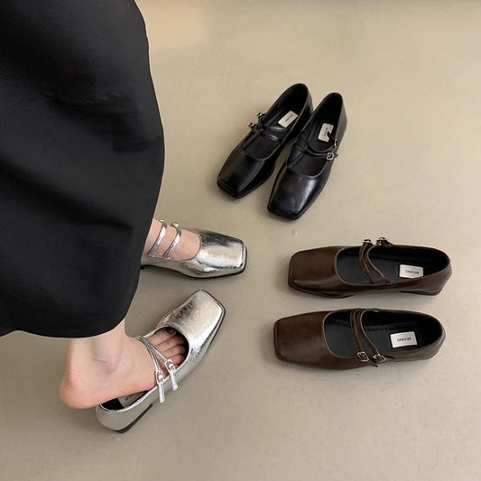 French Evening Style Silver Single-layer Shoes Women New