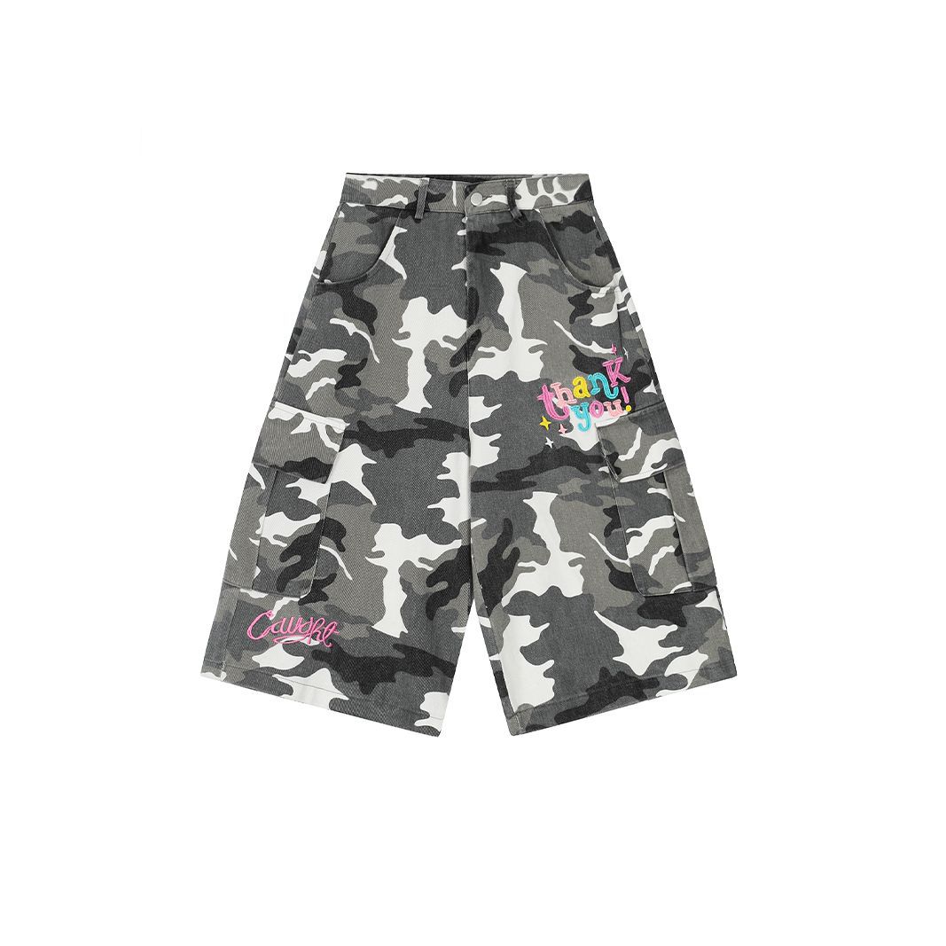 New Retro Simple Loose Camouflage Workwear Shorts