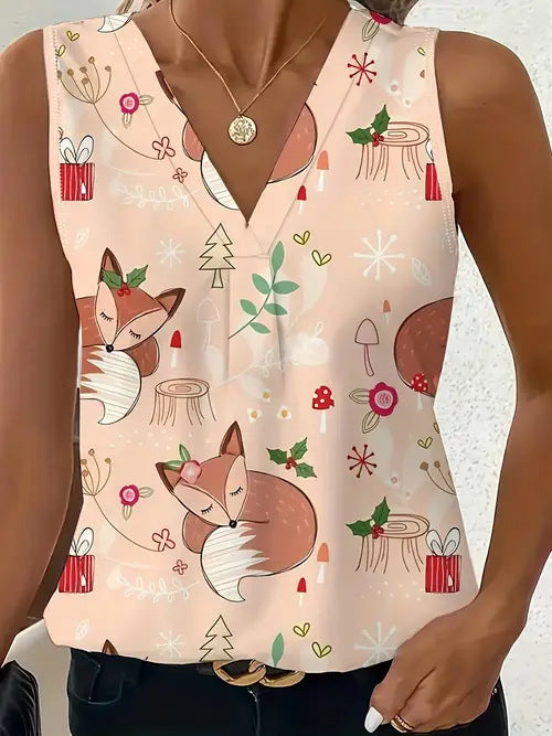 Women's Versatile Minimalist Printed Vest
