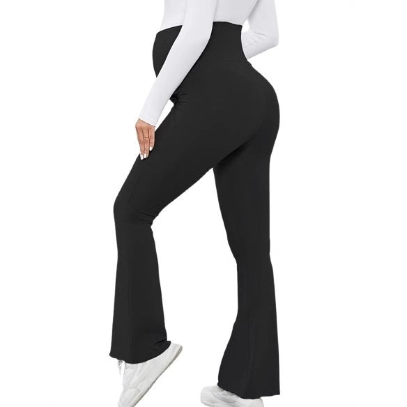 High-waisted Fashionable Maternity Flared Pants With Tummy Control