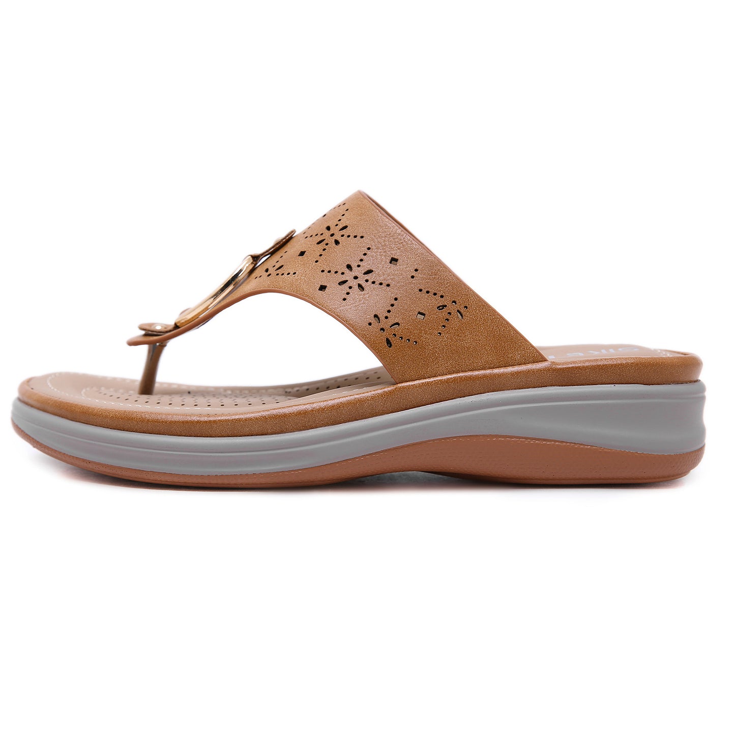 Women's Wedge Metal Buckle Flip Flops