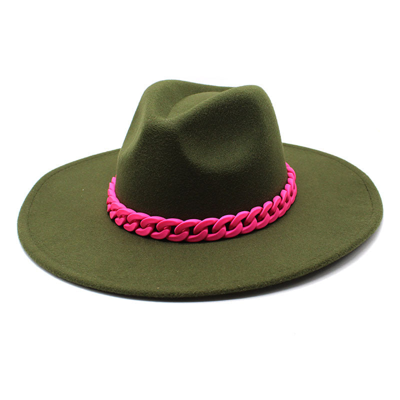 Men's And Women's Large Brim Wool Top Hat