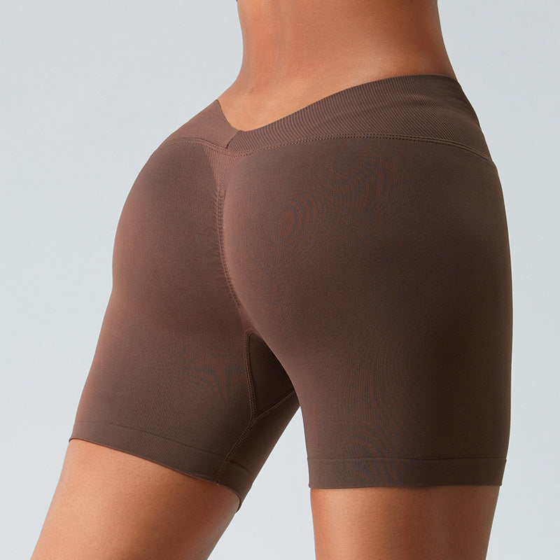 European And American Seamless Three-point Sports Shorts Women's Peach Hip Raise