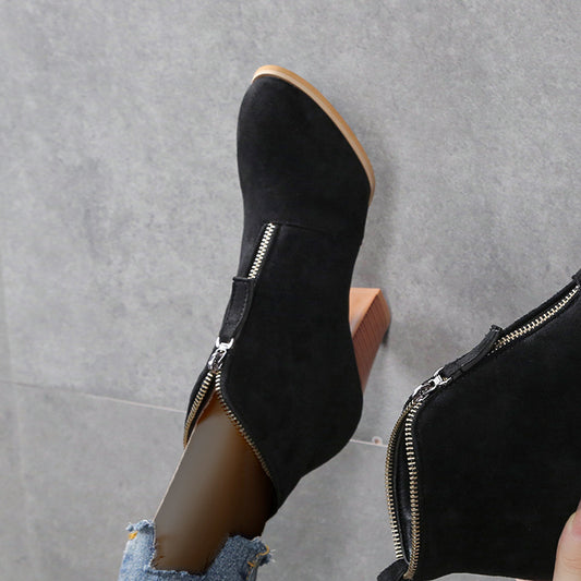 Women's Fashion Frosted Retro Coarse Heel Martin Boots