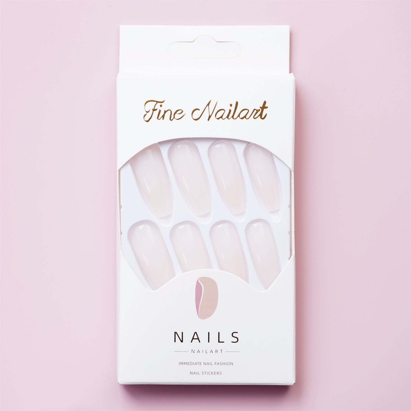 CS-57 Long Ballet Jelly White Fake Nail Tip Wear Nail Stickers Finished Product 24 Pieces