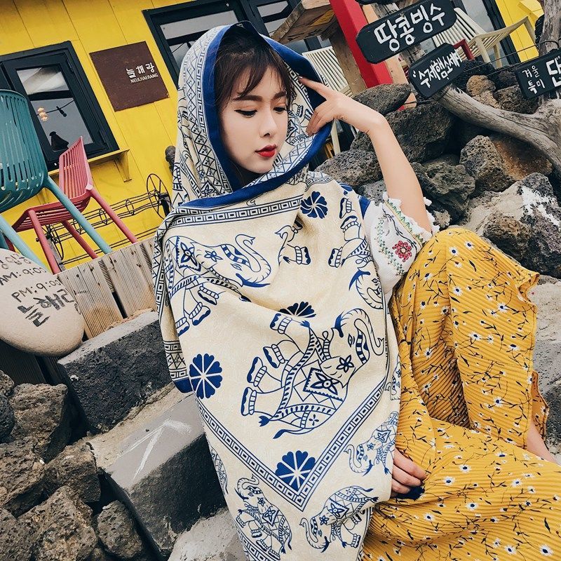 Ethnic Style Cotton And Linen Scarf Seaside Travel Oversized Beach Towel