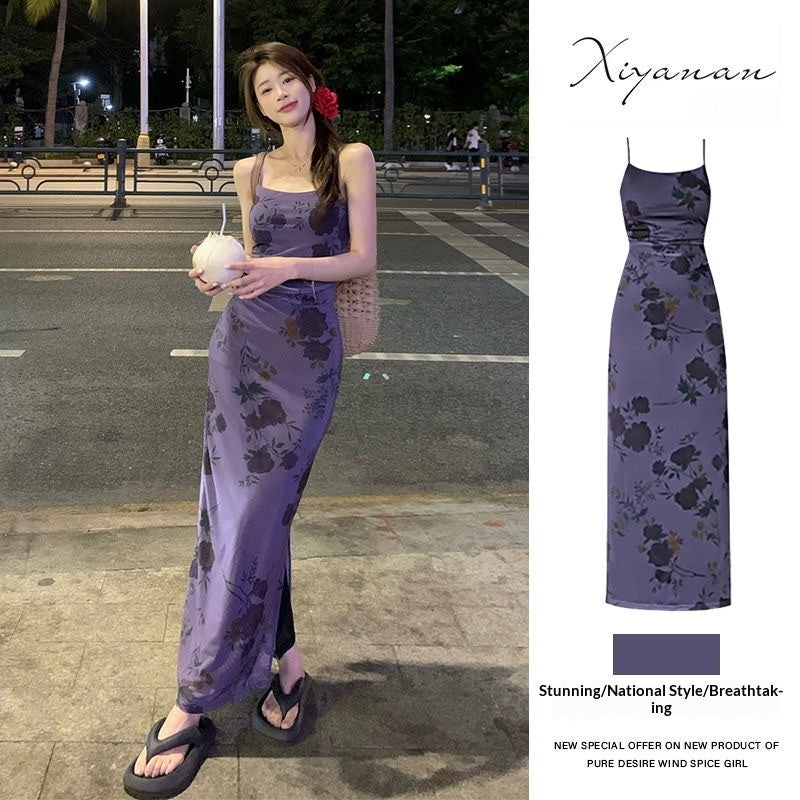 Elegant French Floral Summer Dress For Women