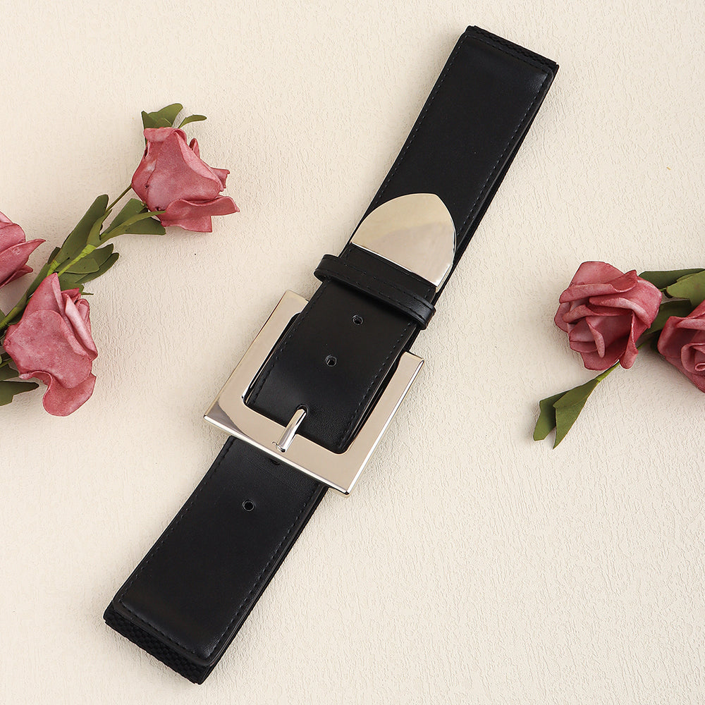 Black Belt Women's Elastic Elastic Needle Buckle Belt Fashion All-match Skirt Shirt Closed Waist Wide Waist Seal