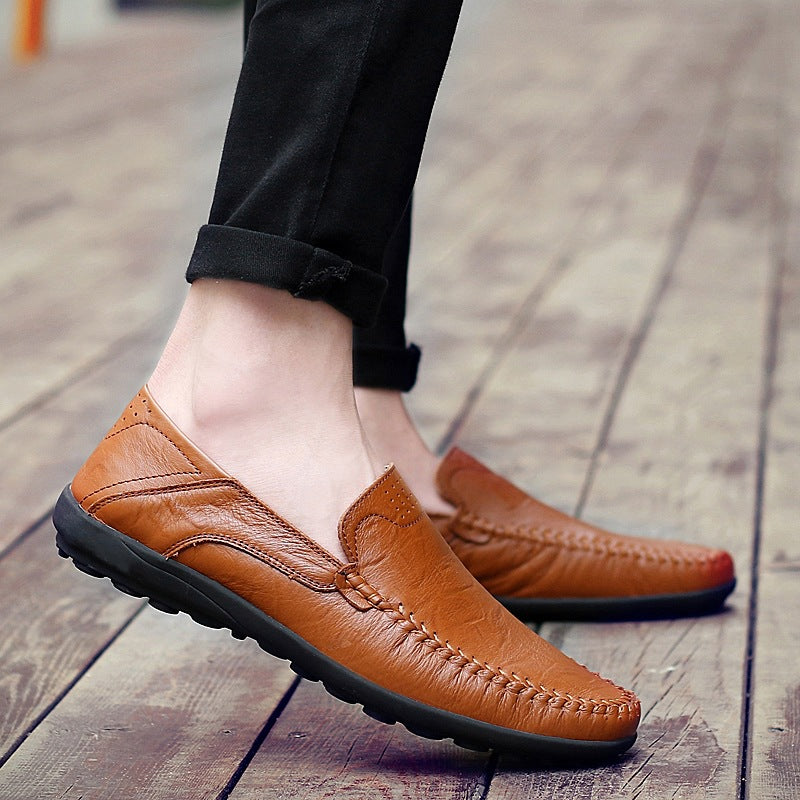 Large Size Leather Shoes Casual Men's Peas Shoes