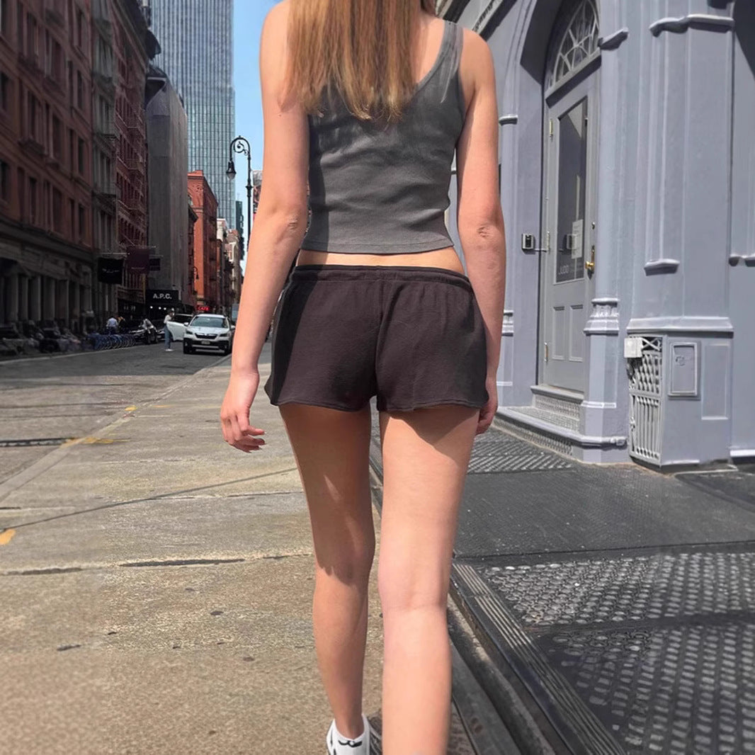 Women's Casual Sports Shorts With Elastic Waistband And Drawstring