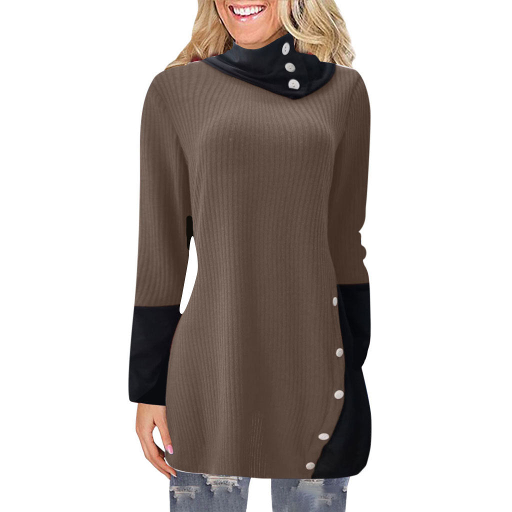 European And American Women's Top New Long Sleeve Irregular Dress
