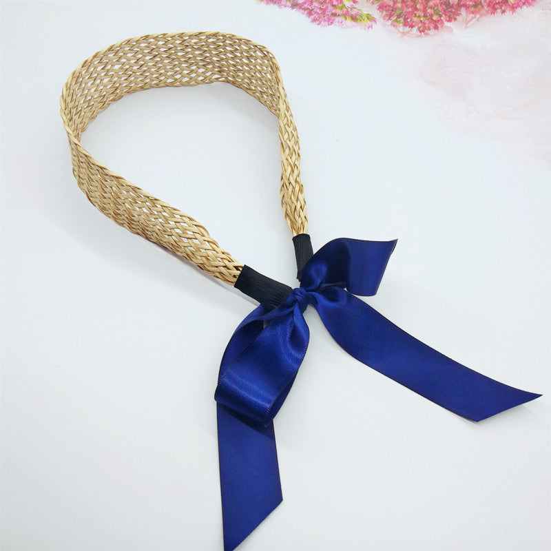 Ribbon knotted raffia woven headband