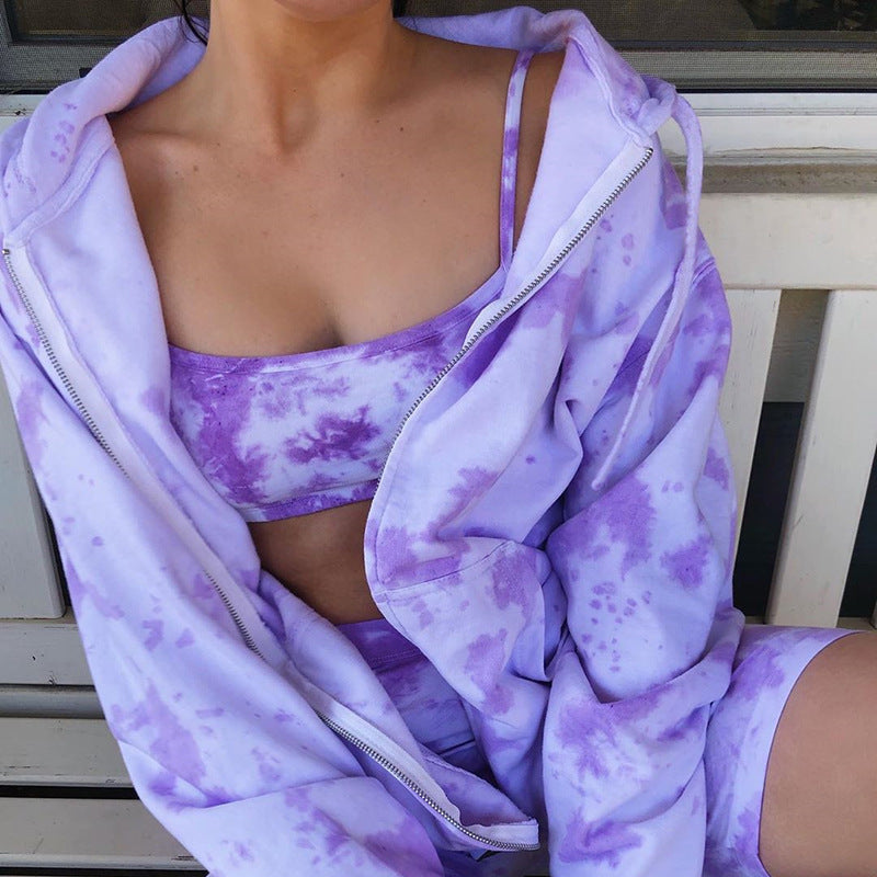 Luźna casualowa kurtka uliczna w stylu tie-dye