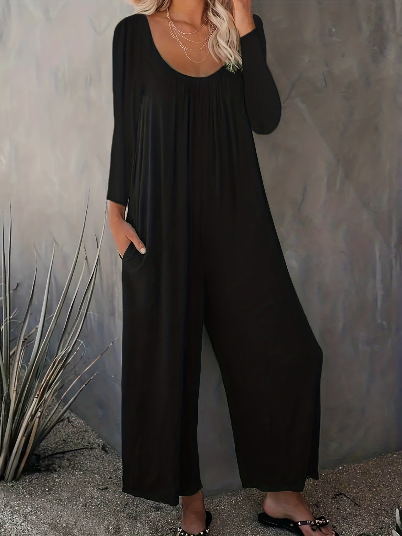 Women's Loose Casual Long Sleeves Jumpsuit