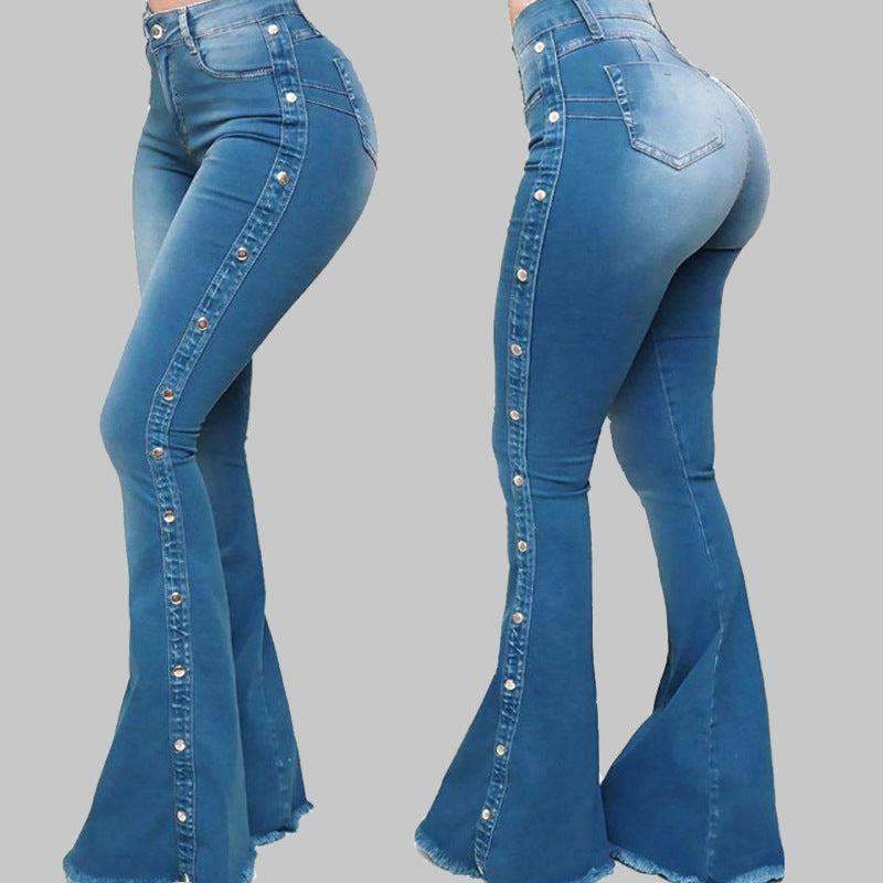 High waist stretch flared pants