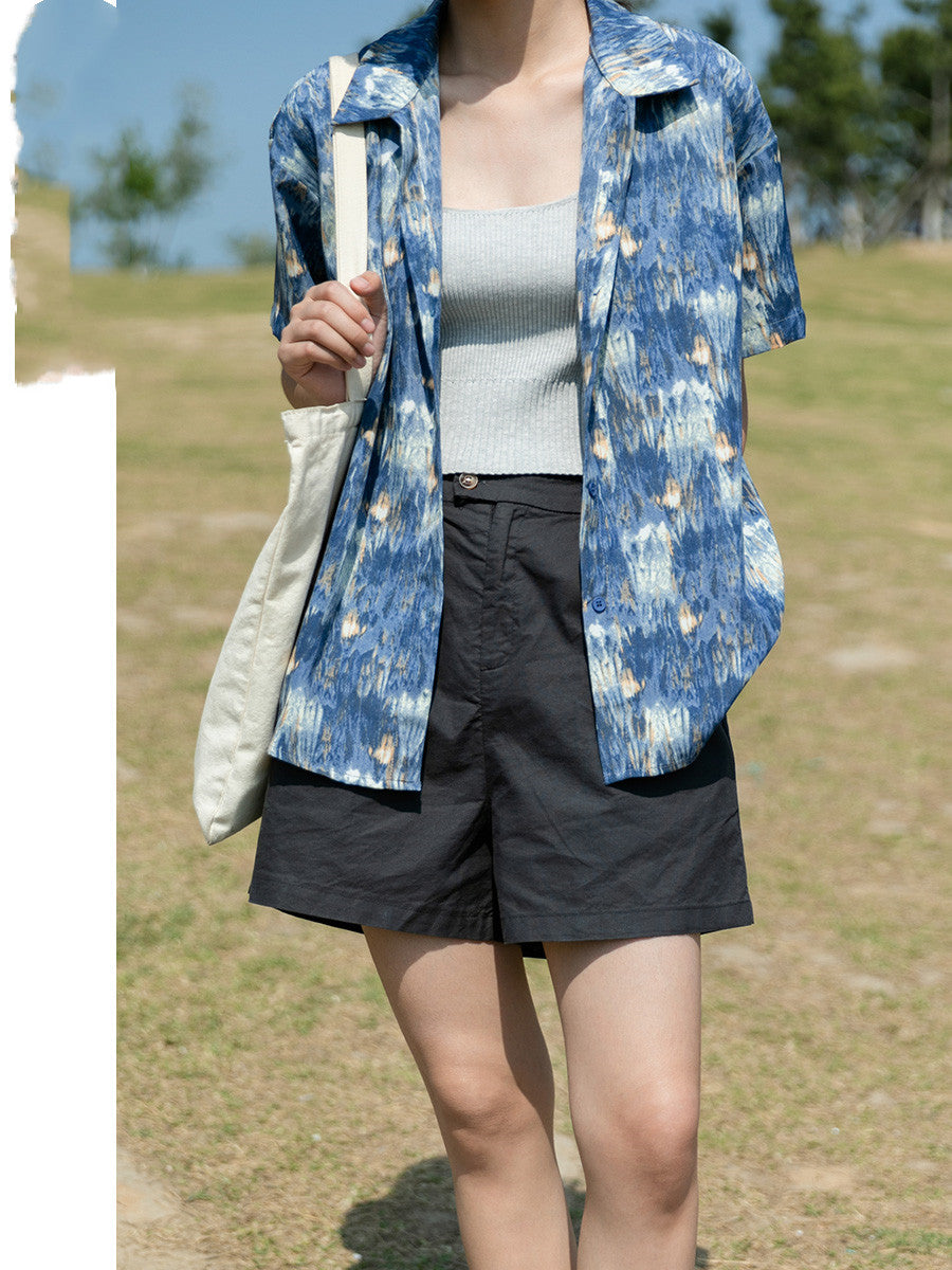 Loose And Slim Korean Style Top Casual Seaside Shirt