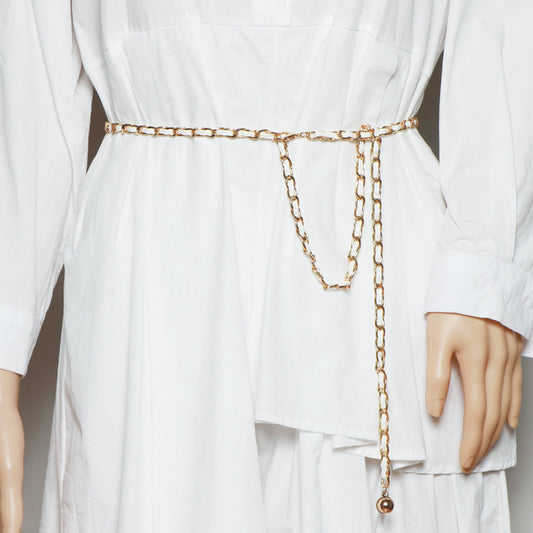 Thin Belt Fashion Chain Braided Waist Waist Closure