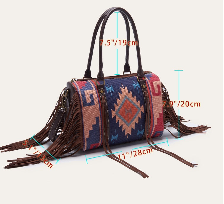 Cotton And Linen Shoulder Handbag