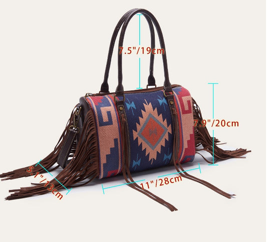 Cotton And Linen Shoulder Handbag