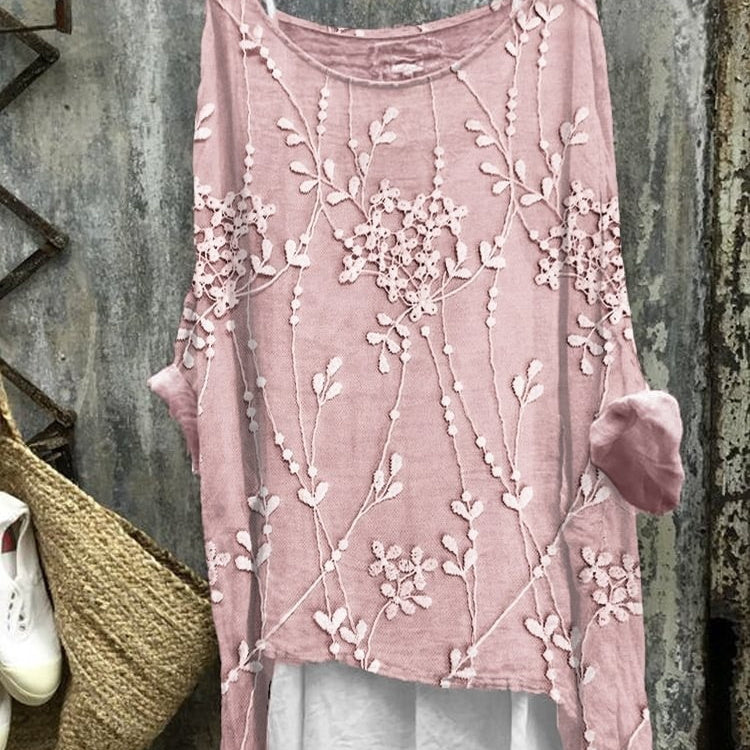 Ny Afslappet Langærmet Løs Printet T-shirt til Kvinder