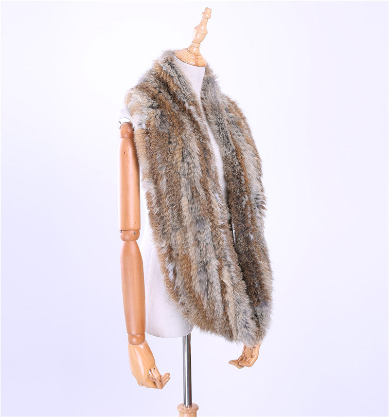 Rex Rabbit Fur Collar And Fur Woven Men's Scarf Long Thick Double-sided Warmth