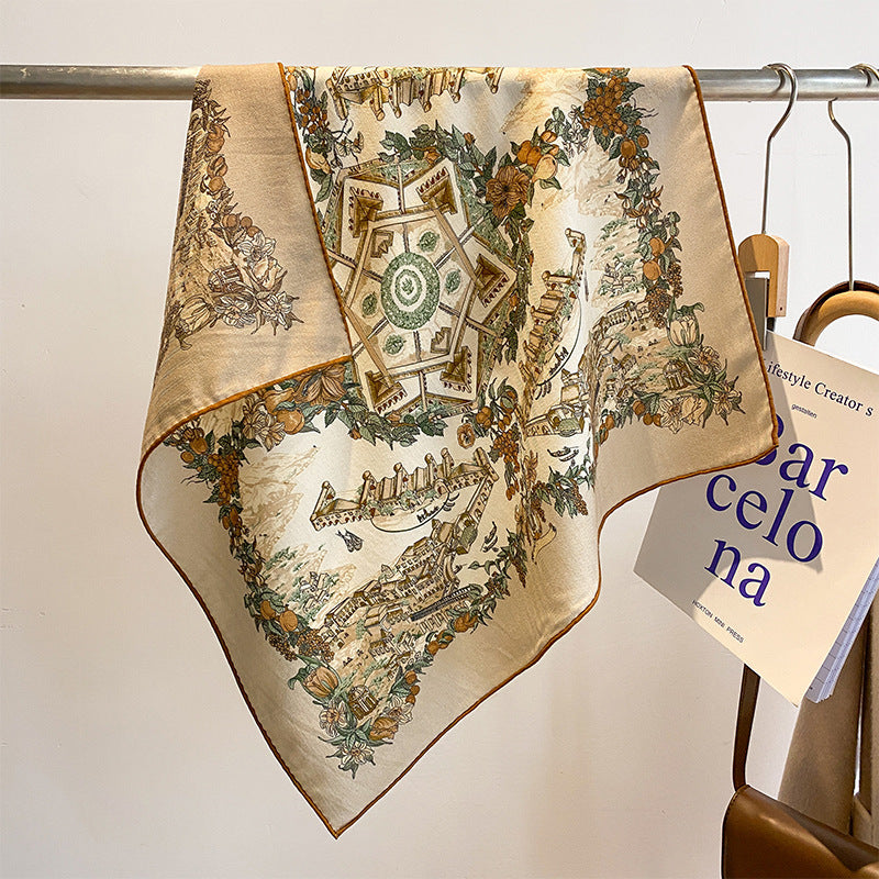 Tropical Jungle Double-color Silk Wool Square Scarf